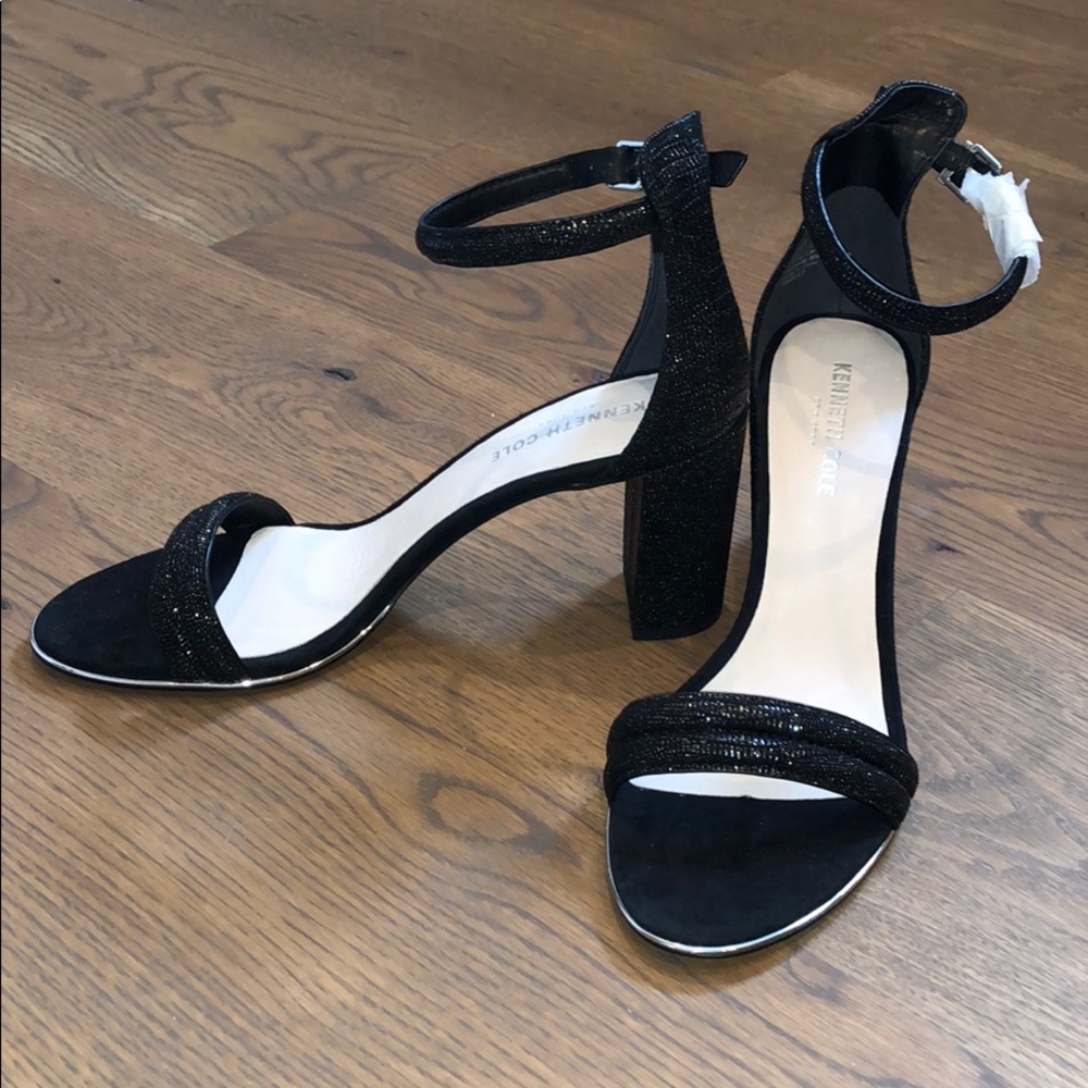 Kenneth Cole snakeskin/sparkle black heels